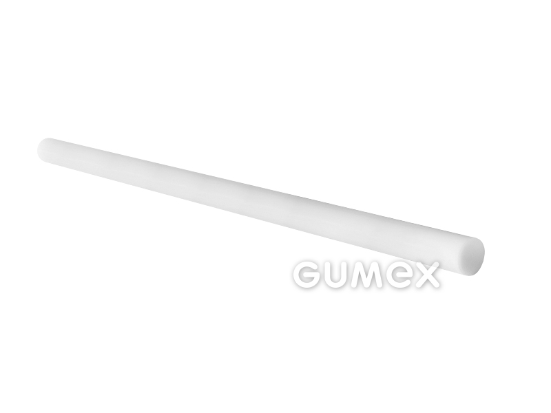 Polyvinylidenfluoridstab, 20mm (20,2-20,8mm), L=1000mm, 80°ShD, PVDF, UL94 V-0, -30°C/+150°C, natur, 